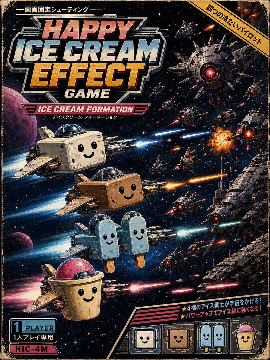 ファミコン風パッケージデザインのHAPPY ICE CREAM EFFECTゲームのサムネイル